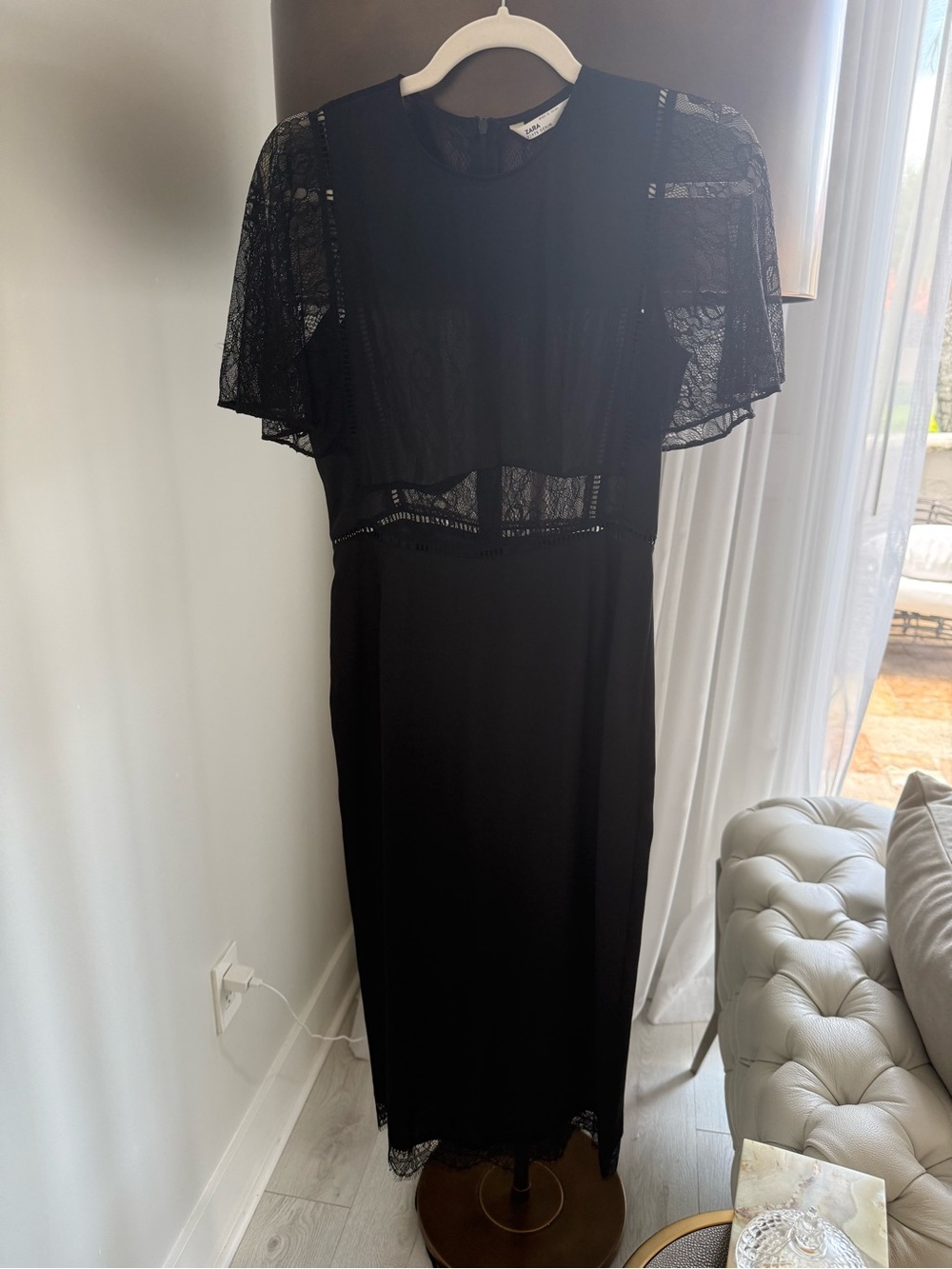 Zara Black Lace Midi Dress